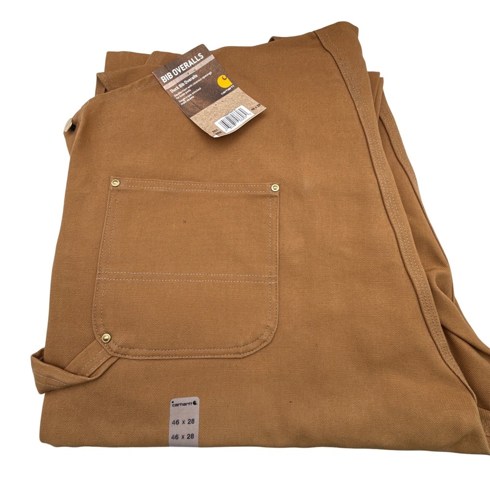 Carhartt Double Knees Duck Bibs Overalls Mens 46x28 R01 BRN Brown NWT NOS